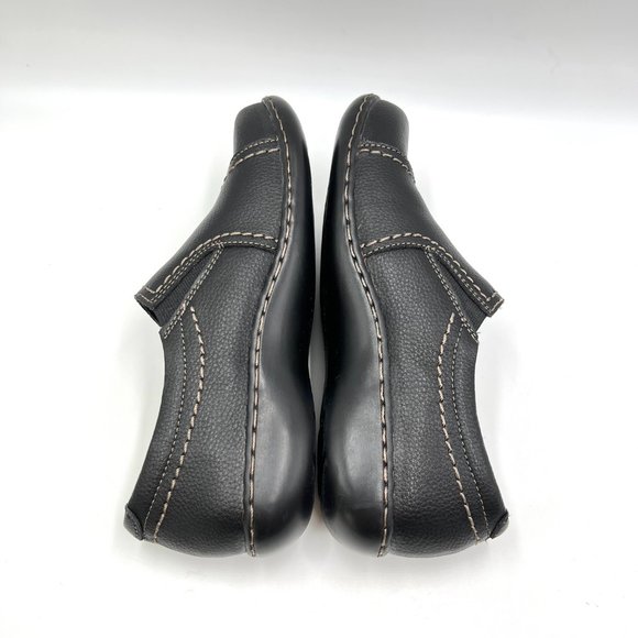 6W 6 WIDE Clarks Ashland Effie Black Pebbled Leather Comfort Loafers Shoes - Picture 8 of 10